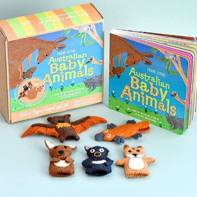 Tara Treasure Australian Baby Animals Book and Finger Puppet Gift Set