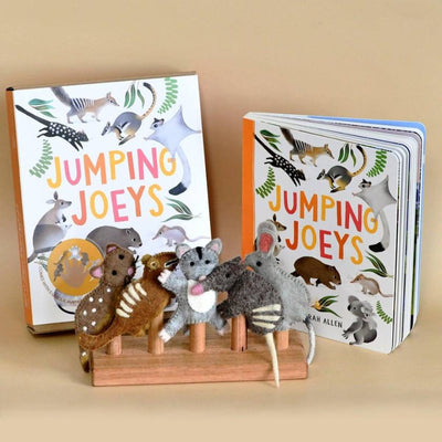 Tara Treasures Jumping Joeys Book and Finger Puppet gift set