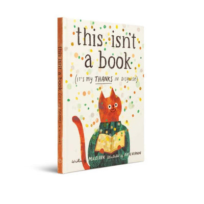 Book cover with a cat illustration and text on a white background