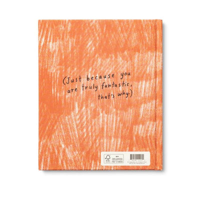 Orange textured notebook with a motivational quote on a white background