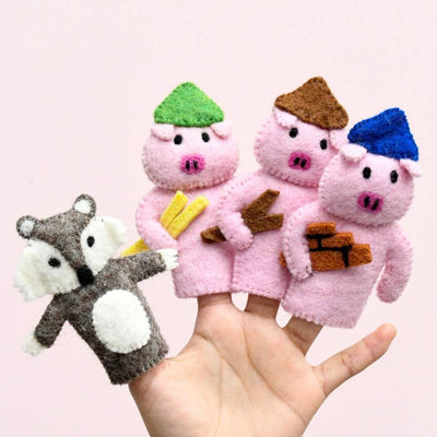 Three little pigs felt finger puppet set by Tara Treasures