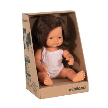 Brunnette caucasian girl miniland doll 38cm