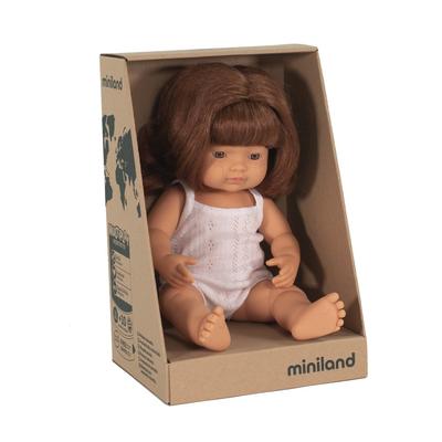 Red head girl caucasian miniland doll 38cm