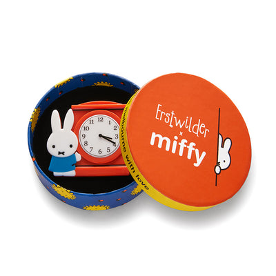Miffy can tell the time resin brooch by Erstwilder in storage box