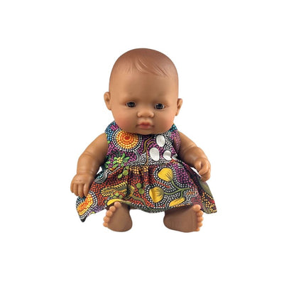 Indigenous dolls dress on 21cm Miniland doll by Miss Alice