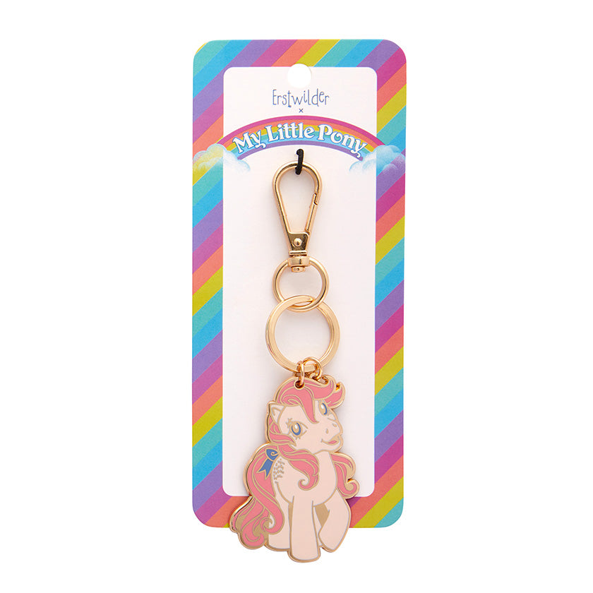 Cotton Candy Enamel Keyring on backing card from Erstwilder's April 2023 My Little Pony collection