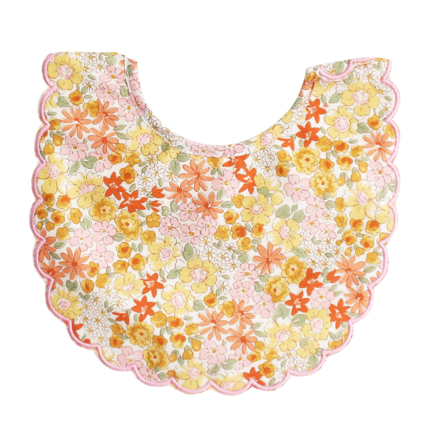 Marigold floral scalloped bib