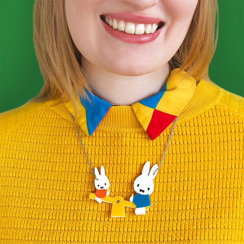 Miffy at the playground necklace by Erstwilder on model