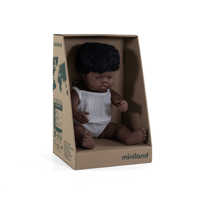 African boy miniland doll 38cm