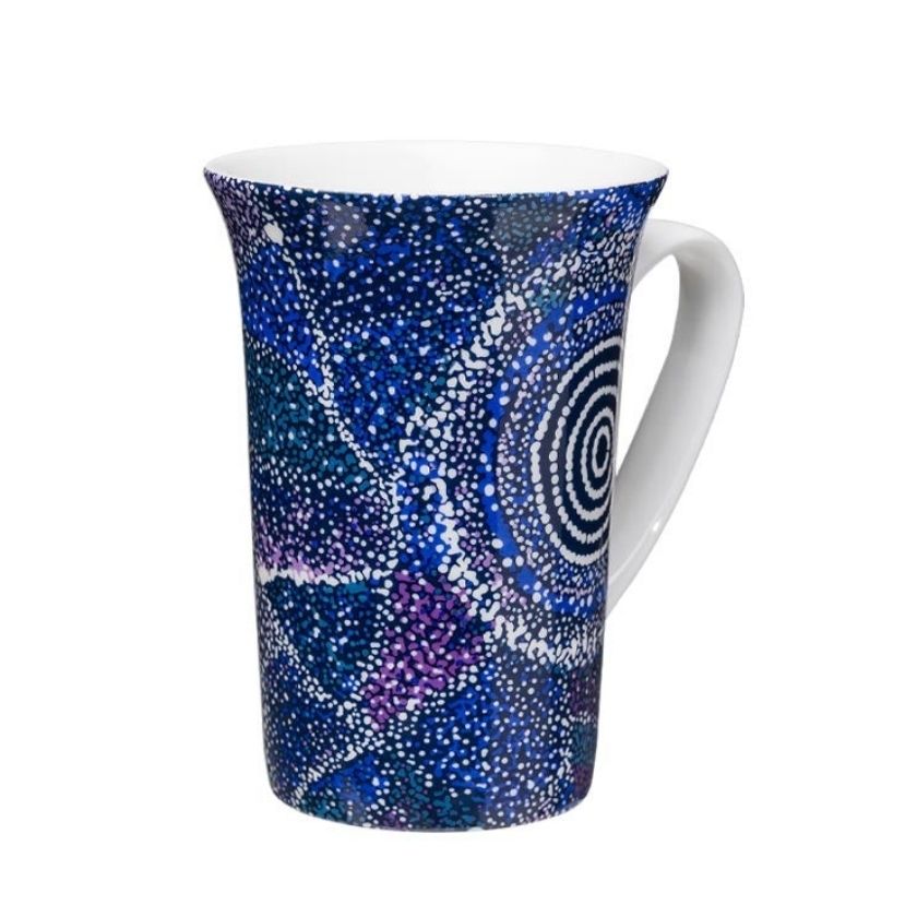 Alma granites dark blue artwork on ceramic coffee mug