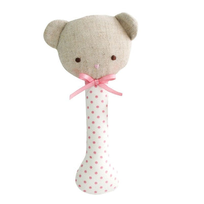 Alimrose Baby Bear Stick Rattle - 4 colour variations