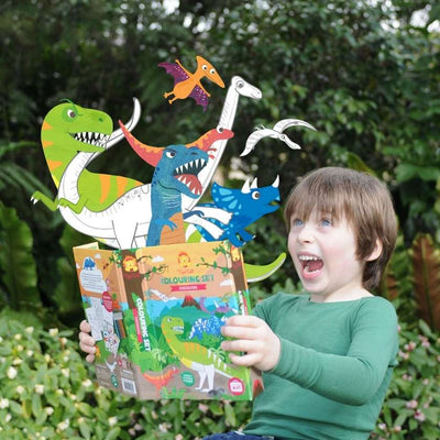 Child playing with Dinosaur Colouring In Set by Tiger Tribe