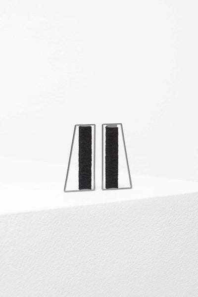 Elk the Label Mio Earring in Black - a modern earring with a black woven feature