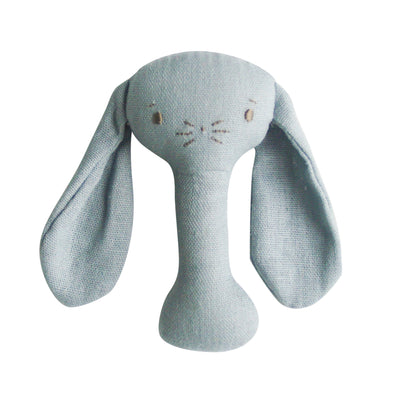 Grey bobby bunny stick rattle by Alimrose