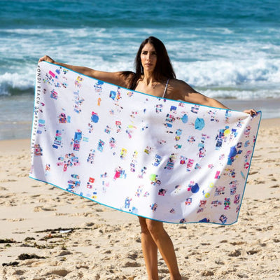 Happy People Destination Label Sand Free Beach Towel