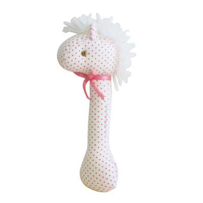 Alimrose stick horse rattle with pink spots