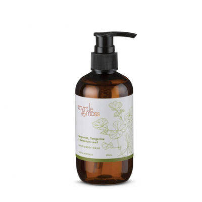 Rose Geranium hand and body wash by Myrtle and Moss