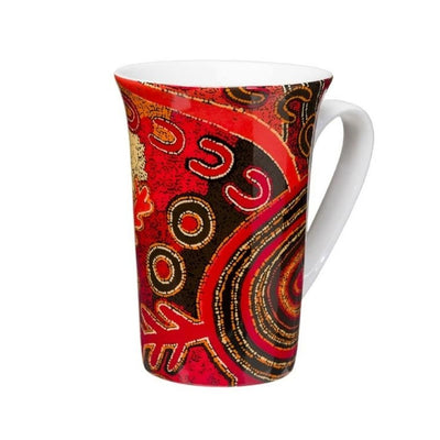 Theo Hudson red artwork on ceramic coffee mug